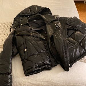 Kooples Shiny Puffer with Leather Detail